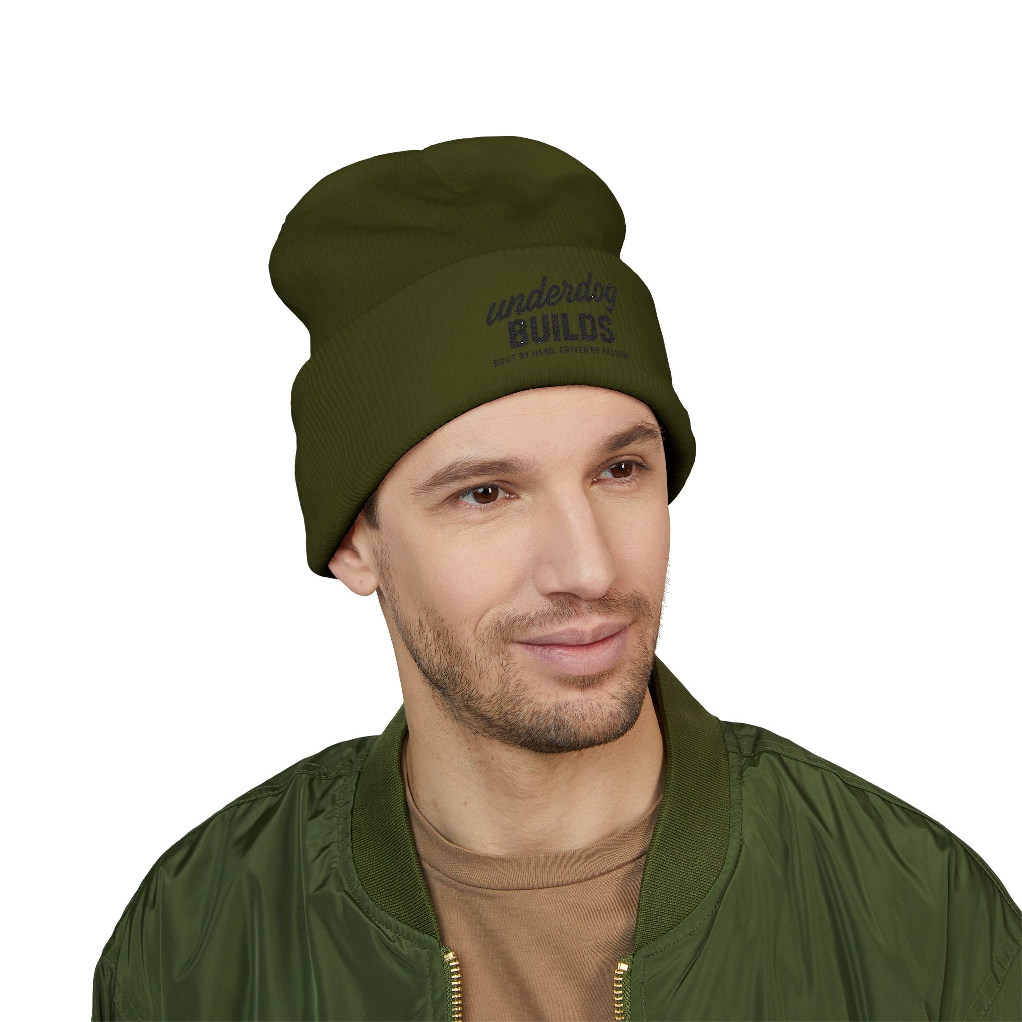Embroidered 'Underdog Builds' Cuffed Beanie