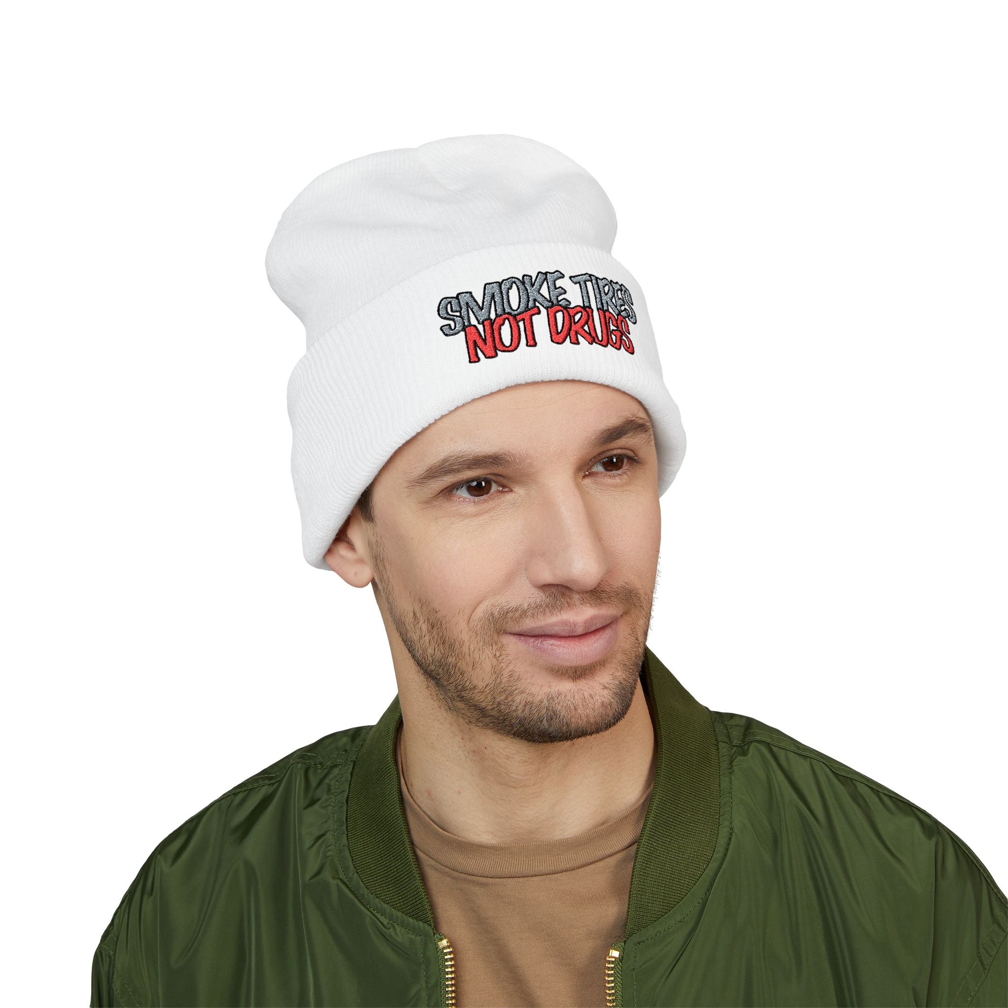 'Smoke Tires Not Drugs' Cuffed Beanie